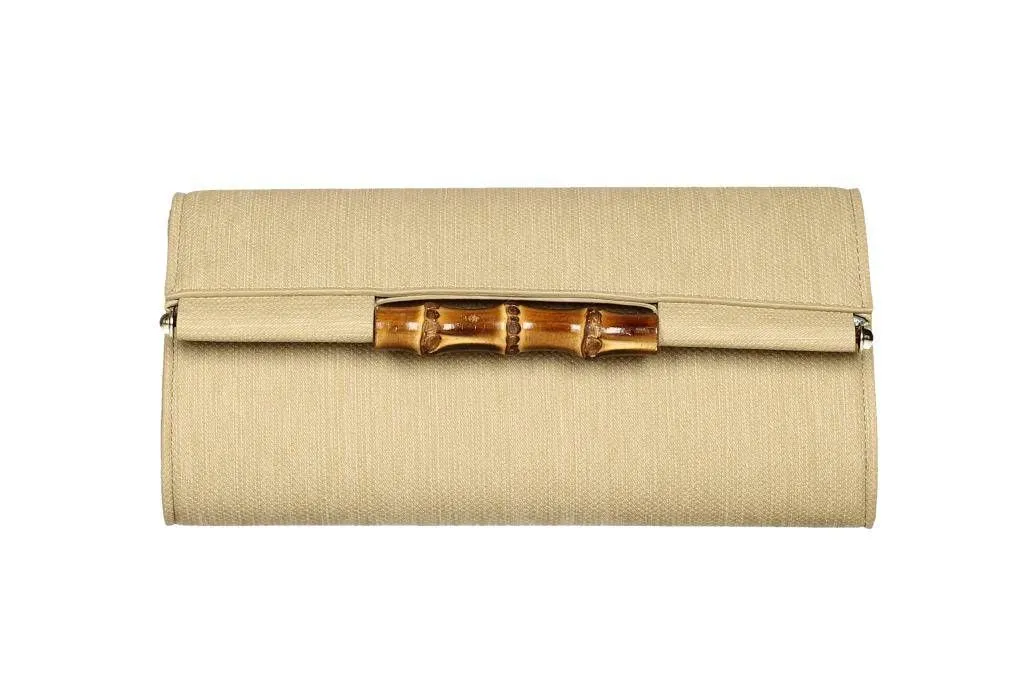 Taupe Woven Wallet Clutch Bamboo Piece